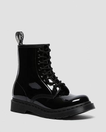 Botas con Cordones Dr Martens 1460 Mono Charol Cuero Mujer Negros | MX 603ILH